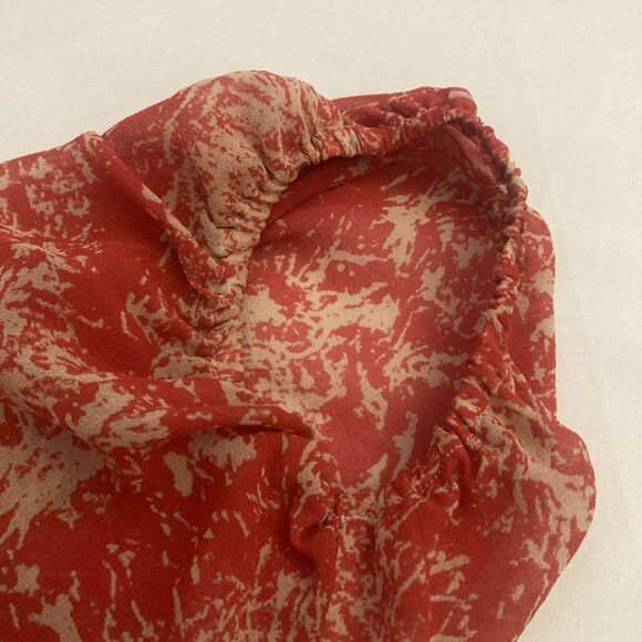 Rachel Zoe Silk Blouse SIZE 8 Sheer Dolman Long Sleeve Abstract Art to Wear - Picture 4 of 11